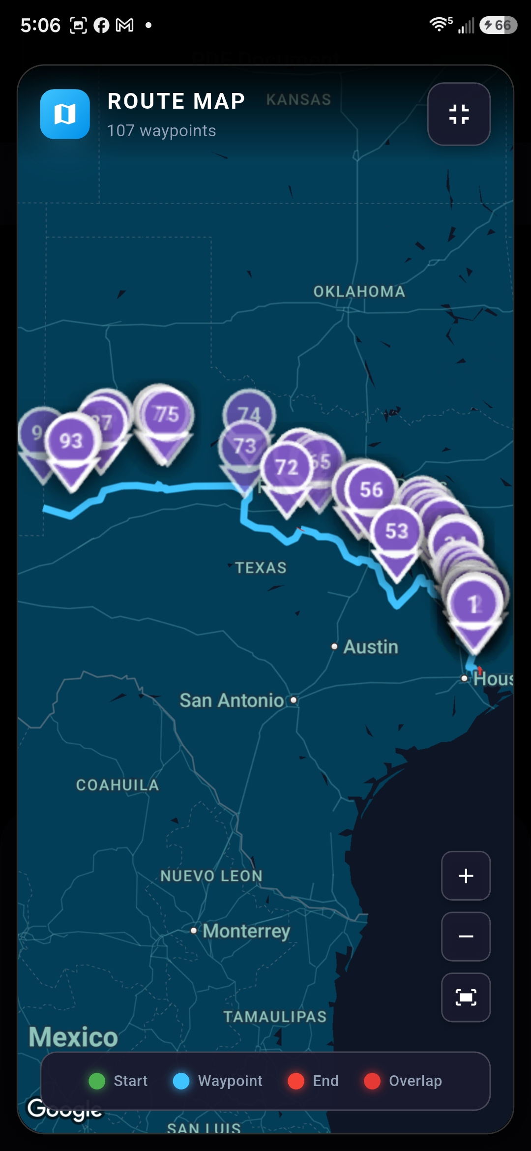 Permit Route Pro expanded route map